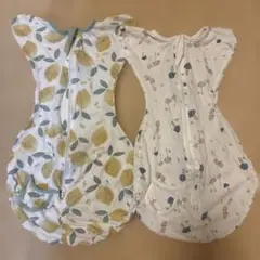 スワドル　赤ちゃん　レモン柄　きのこ柄　メッシュ素材　2枚セット