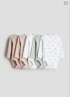 H&M 長袖ボディスーツセット 6-9m 75 ピンク　グリーン　アップル　林檎