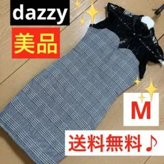 ✨美品✨￼【Dazzy】レディースワンピース♪黒レース＊千鳥格子／M✨