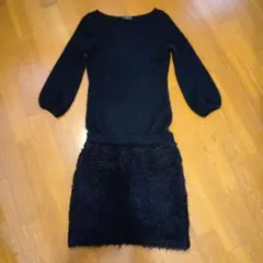 ESTNATION bis 黒 ニットワンピース（サイズ38）