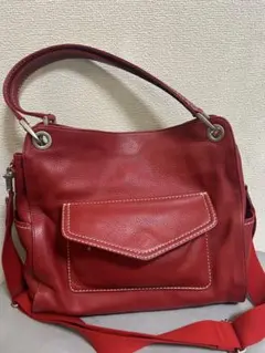 LIME ライム ショルダーバッグ レッド 本革 レザー 大容量 A4 - メルカリ