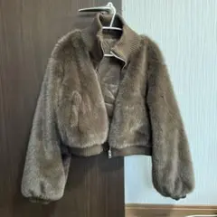 ブラウン ファー クロップドジャケット