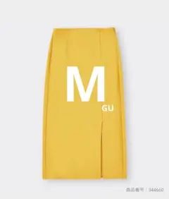 【GU】カットソーナローミディスカート ストレッチ イエロー M　黄色のサムネイル
