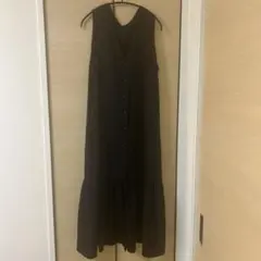 ノースリーブ ロングワンピース ブラック Lサイズ