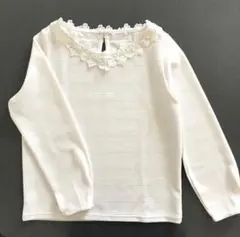 GLACIER ホワイト 長袖 トップスM チェック柄　レース付き