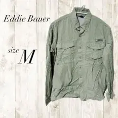 Eddie Bauer 長袖シャツ M グリーン ロールアップ ジャケット