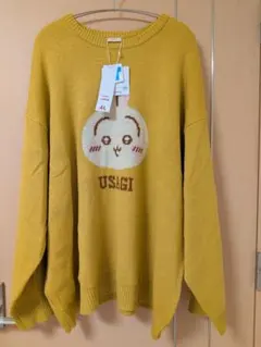 新品 ちいかわうさぎ柄 ニット 4L イエロー