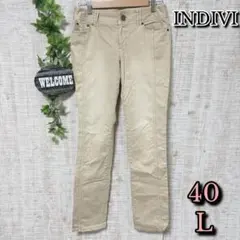 【INDIVI】インディヴィ パンツ 40 L ストレートパンツ ベージュ