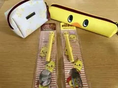 チキンラーメン ひよこちゃん スプーン フォーク セット＆ポーチ×2のサムネイル