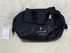 新品 LANVIN en Bleu ポーチ リボン パールチャーム ブラックのサムネイル