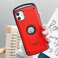iPhone13ProMax ケース 赤 レッド 耐衝撃 タフ ロゴ窓 男女兼用