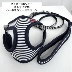 ストライプデザイン ハーネス リード付き