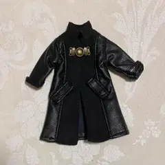 オビツ11 異素材 コート 黒 ねんどろいどどーる ピコニーモP レザー 服