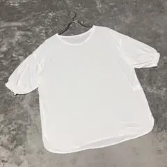 【グローバルワーク】（F）Tシャツ ギャザーカフス カジュアル アダストリア 白