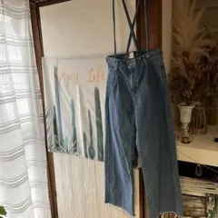 Ungrid ワイドレッグオーバーオール デニムブルー 26