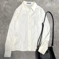美品 PRADA ストレッチ ベーシック長袖シャツ 美シルエット ホワイト 42のサムネイル