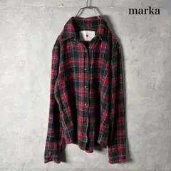 marka マーカ スカルボタン骸骨 チェック フランネルシャツ N3054