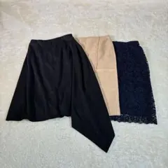 f025【まとめ】ミディ丈スカート3点｜大人カジュアル きれいめ M〜L