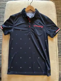 【M】TOMMY HILFIGER GOLFネイビー プリントシャツ