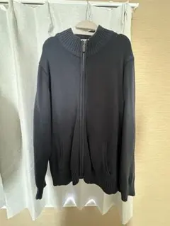 OLD J.CREW ドライバーズニット フルジップ レザージップタブ 濃紺 OLD J.CREW ドライバーズニット フルジップ レザージップタブ 濃紺