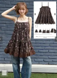 GRL 花柄レースティアードキャミソールミニワンピース［dk1530］Fサイズ