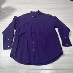 紫 ボタンダウンシャツ 長袖