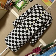 レトロ古着 フラッグチェック柄◆金ボタン◇ ツーピース ヴィンテージ 古着