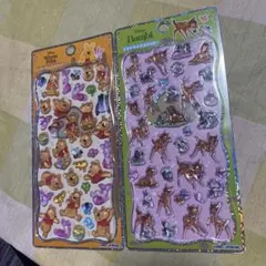 プチドロップステッカー　プーさん、バンビ