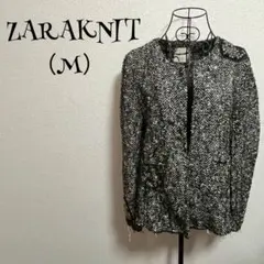 ZARAKNIT/ザラニット（M）ジャケット/ブラック/ホワイト/ビジュー付き