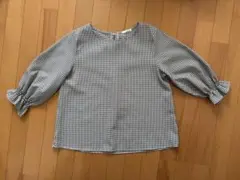 チェック柄五分袖ブラウス