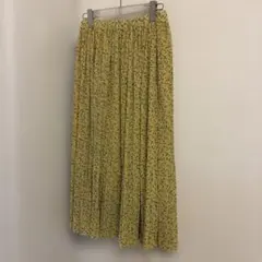 ニコアンド　イエロー　花柄　ロングスカート フリーサイズ
