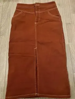 美品ZARA ザラ テラコッタカラー タイトスカート ロング丈 スリット デニム