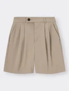 GU ベージュ タックハーフパンツ M