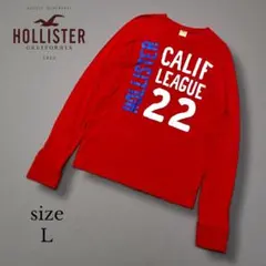 【HOLLISTER 】レッド 長袖カットソー L ビッグロゴのサムネイル