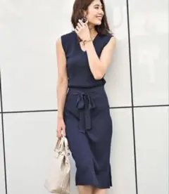 アンデミュウ★リブニット　ワンピース　Vネック　サマー　ノースリーブ