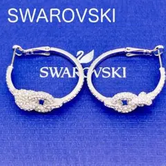 スワロフスキー 訳あり フープ ピアス パヴェ クリスタル 美品