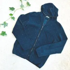 GU　ドット柄　フルジップ　フリースパーカー　ネイビー　XL