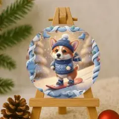 【送料無料❣️】コーギー防水ステッカー ウィンタースポーツ