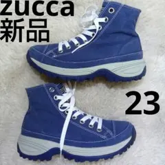 新品　 ZUCCa　ハイカットスニーカー　キャンバス生地　厚底　ネイビーのサムネイル