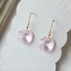 No.1801★14kgf ピンククリスタルピアス