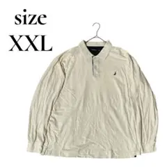 NAUTICA 長袖ポロシャツ XXL クリーム色