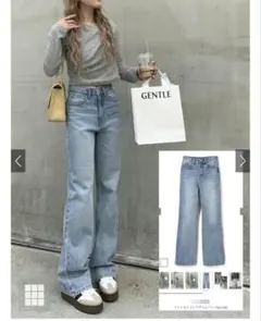 ワイドセミフレアデニムパンツ[cu136]　グレイル