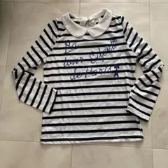 ストライプ襟付き長袖カットソー Tシャツ150サイズ