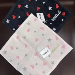 みー様専用！新品タグ付アニエス・ベーベージュ　黒　ハート星ドット柄タオルハンカチ