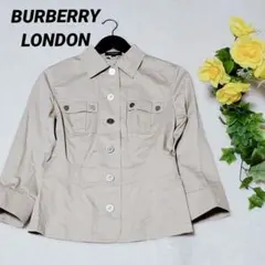 バーバリーロンドン　薄手ジャケット　ペプラム　ノバチェック　ロゴボタン　38