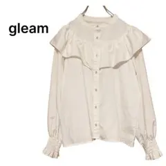 gleam フリル襟ブラウス 長袖 ホワイト M フリル シャツ