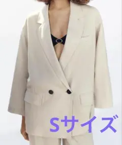 ZARA リネン混ダブルブレストブレザー　ジャケット Sサイズ