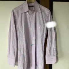 薄紫 ストライプ ビジネスシャツ 名前入り　Ｌサイズ　首38位