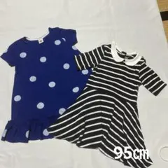 プチバトー　Tシャツ生地　ワンピース2枚　95㎝のサムネイル
