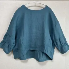 美品✨ミズイロインド インディゴ バルーン ブラウス ブルー 
